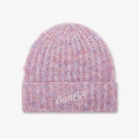 Berretto beanie Fluffy in misto lana viola iris