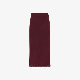 Gonna in lana e cashmere bordeaux