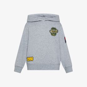 Felpa in cotone con cappuccio e patch grigio chiaro