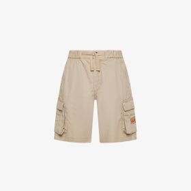 Stone grey heavy poplin cargo Bermuda shorts