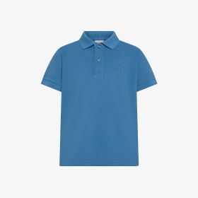 Polo a maniche corte in cotone blu avio