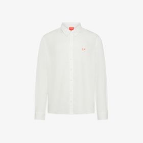 Camicia in lino e cotone bianco panna