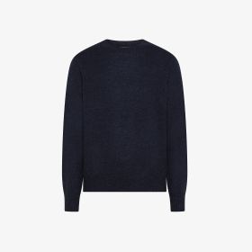 Navy blue wool and alpaca crew-neck jumper