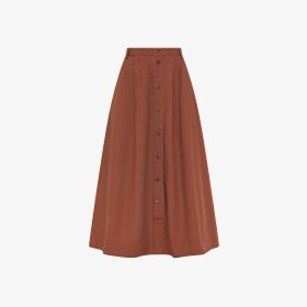 Gonna in heavy popeline marrone cacao