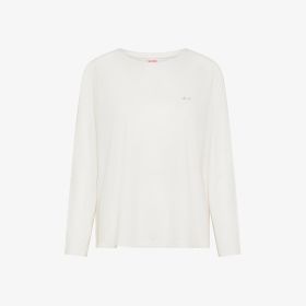 Off white cotton jersey boat neckline T-shirt