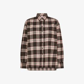Camicia check in flanella di cotone testa di moro/rosa