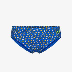 Royal blue printed nylon swim briefs