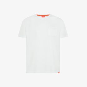 White cotton crew-neck T-shirt with pocket