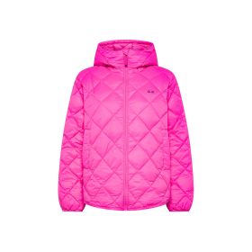 Piumino trapuntato con cappuccio fuxia scuro