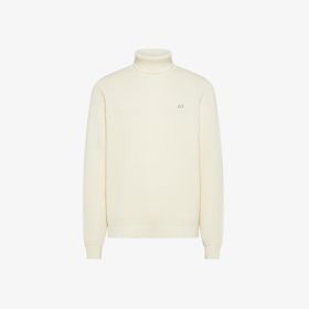 Maglia dolcevita in lana e cotone bianco panna