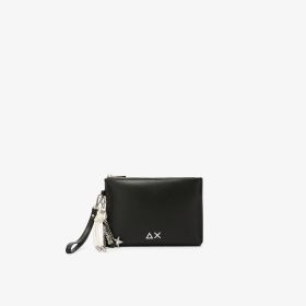 Pochette in PU con charms nero