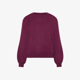 Maglia girocollo in lana e alpaca rosa ciclamino