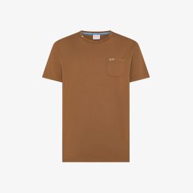 T-shirt girocollo in jersey marrone volpe