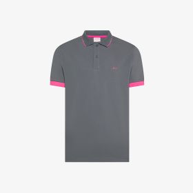 Polo con bordi fluo in cotone nero inchiostro