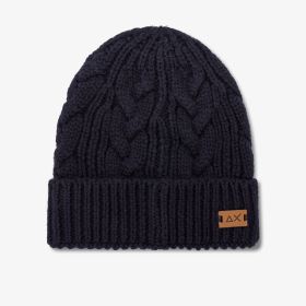 Berretto beanie in misto lana a trecce navy blue