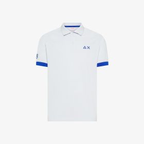 Polo con maxi logo in cotone bianco