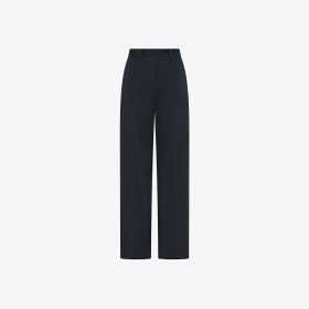 Pantaloni wide leg in piquet di cotone blu navy