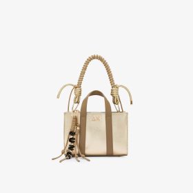 Mini shopping bag in PU laminato oro