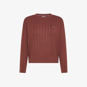 Cacao brown cotton cable-knit jumper