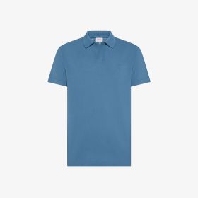 Polo in piquet di cotone blu avio