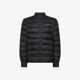 Giacca overshirt in nylon trapuntato nero