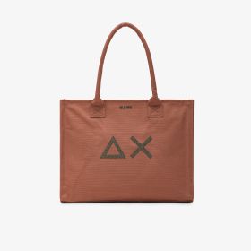 Shopping bag Cali grande in tela di cotone marrone cacao