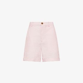 Bermuda in cotone seersucker rosa porcellana