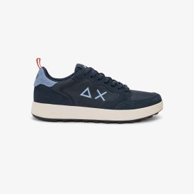 Navy blue Genius Solid nylon and suede sneaker