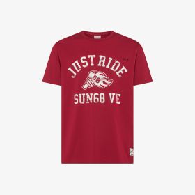T-shirt in cotone con stampa rosso fuoco