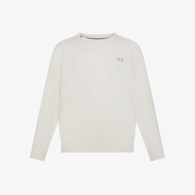 Maglia in cotone e lana bianco panna