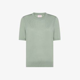 T-shirt girocollo in maglia verde muschio