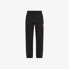 Pantaloni jogging in felpa con logo fluo nero