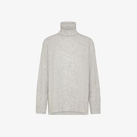 Maglione dolcevita in lana e alpaca grigio chiaro