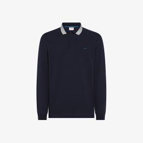 Polo in piquet con colletto a contrasto navy blue