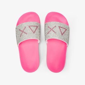 Fuchsia fluo rhinestone slides