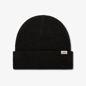 Black wool blend beanie