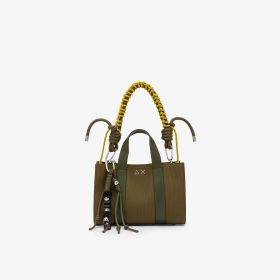 Dark military green cotton canvas mini shopping bag
