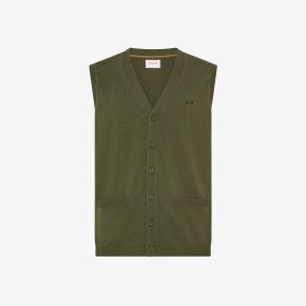 Gilet in lana e cotone verde militare scuro
