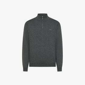 Maglia in cotone e lana con zip grigio scuro