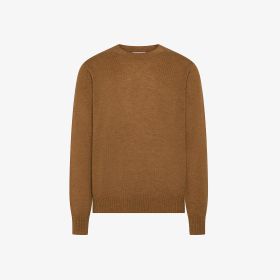 Cacao brown wool and alpaca crew-neck jumper