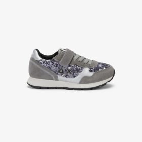 Sneaker Girl's Ally in suede con paillettes argento
