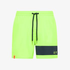 Yellow fluo nylon beach shorts