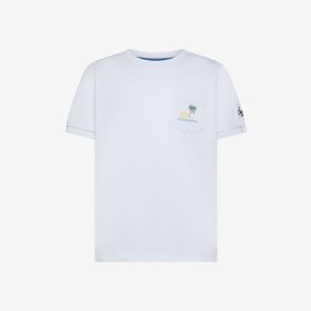 White embroidered cotton jersey T-shirt