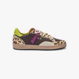 Sneaker Urban Street Animalier in pelle marrone