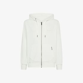 Off white cotton fleece zip hoodie