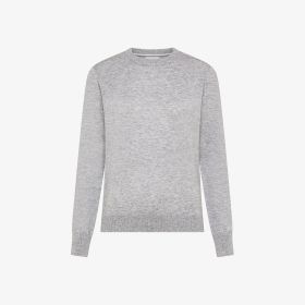 Maglia girocollo in lana e cotone grigio chiaro