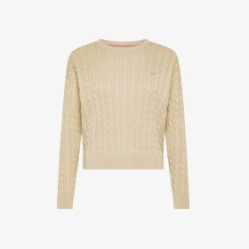 Beige cotton cable-knit jumper