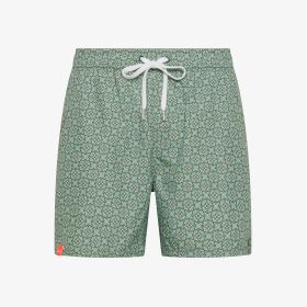 Dark green/sage green printed beach shorts