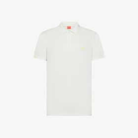 Off white cotton piqué polo shirt with vintage wash