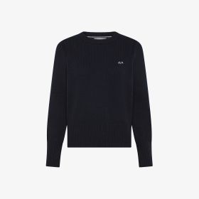Maglia girocollo in lana e cashmere navy blue